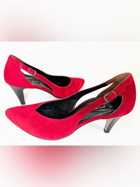 Paul Green Shoes - Paul Green Red Suede D’Orsay Heels Pointed Toe Pumps EU 38.5 US 8